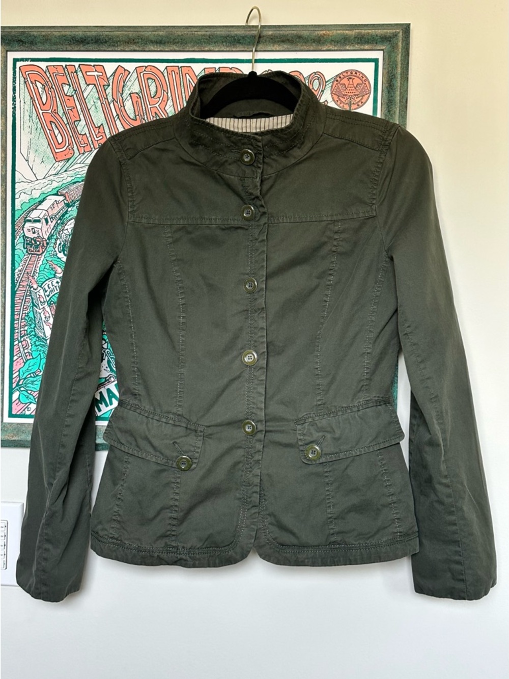 Tatuum Olive Green Utility Button-Front Cotton Jacket Women’s EUR 36 | US XS-S